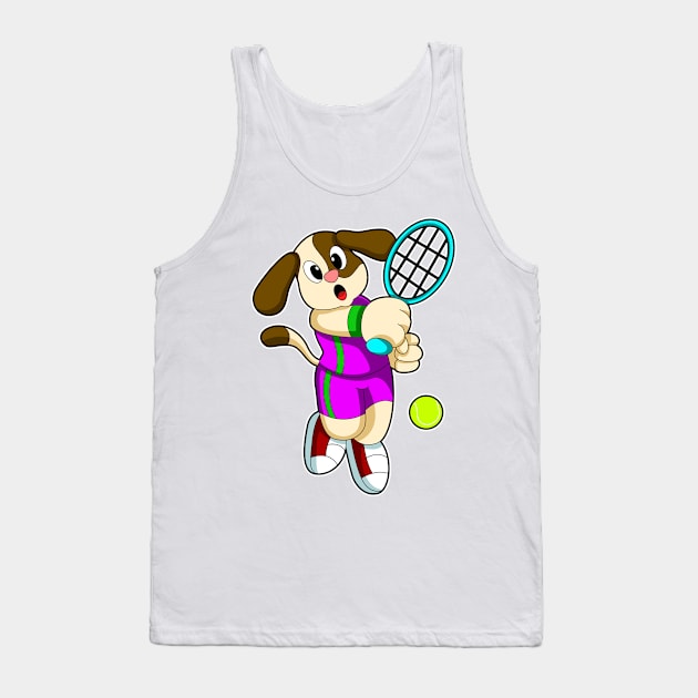 Dog at Tennis with Tennis racket & Tennis ball Tank Top by Markus Schnabel